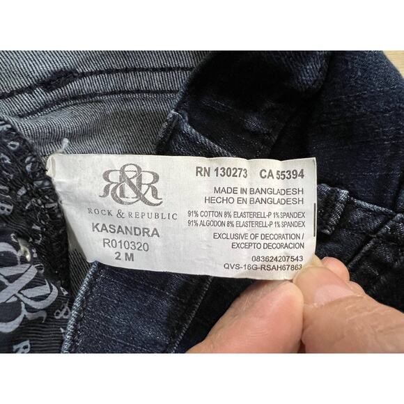 Rock & Republic Kasandra Womens Jeans Embroidery Stones Pockets Size 2M - Picture 6 of 14